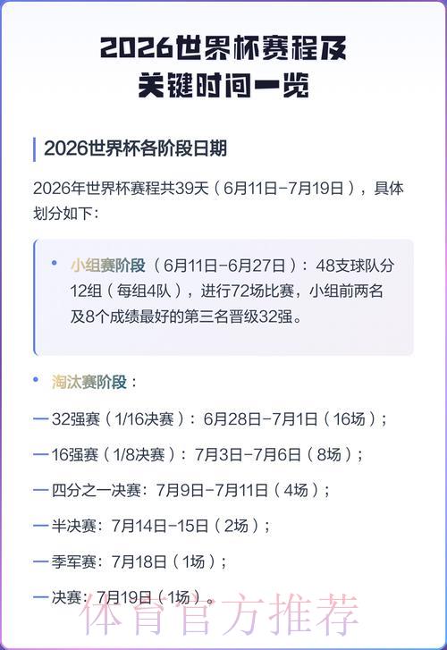 2026年世界杯赛事直播时间安排表